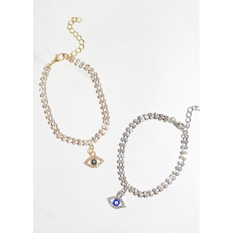 Bling Evil Eye Chain Bracelet G. Black