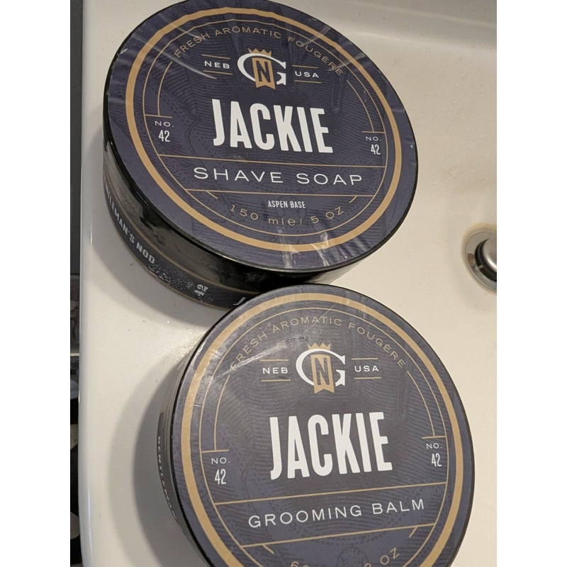 Jackie Shaving soap and Moustache wax bundle