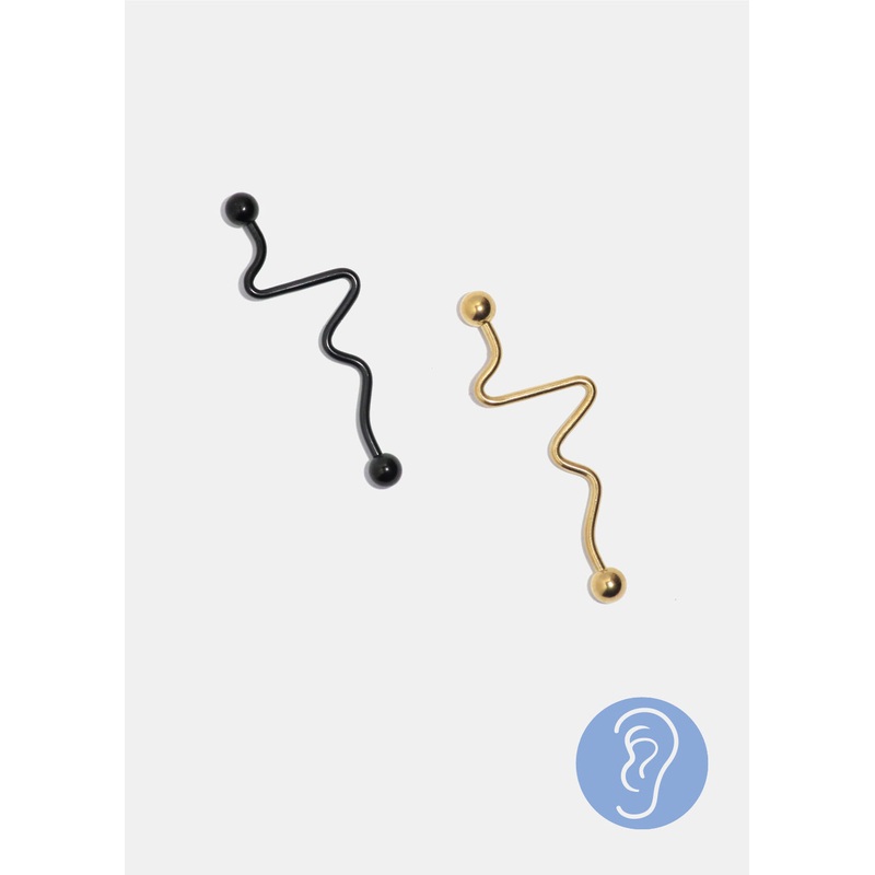 Miss A Body Jewelry – Wave Industrial Bar Earring Gold