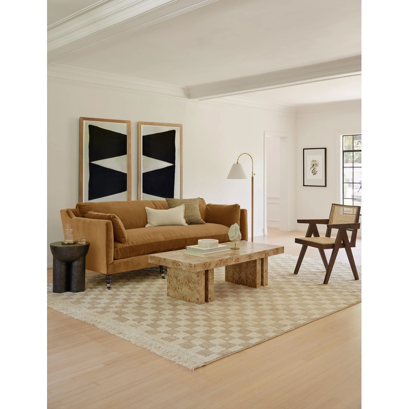 Fabienne Sofa Talc Performance Linen 90″W Chocolate and Pewter