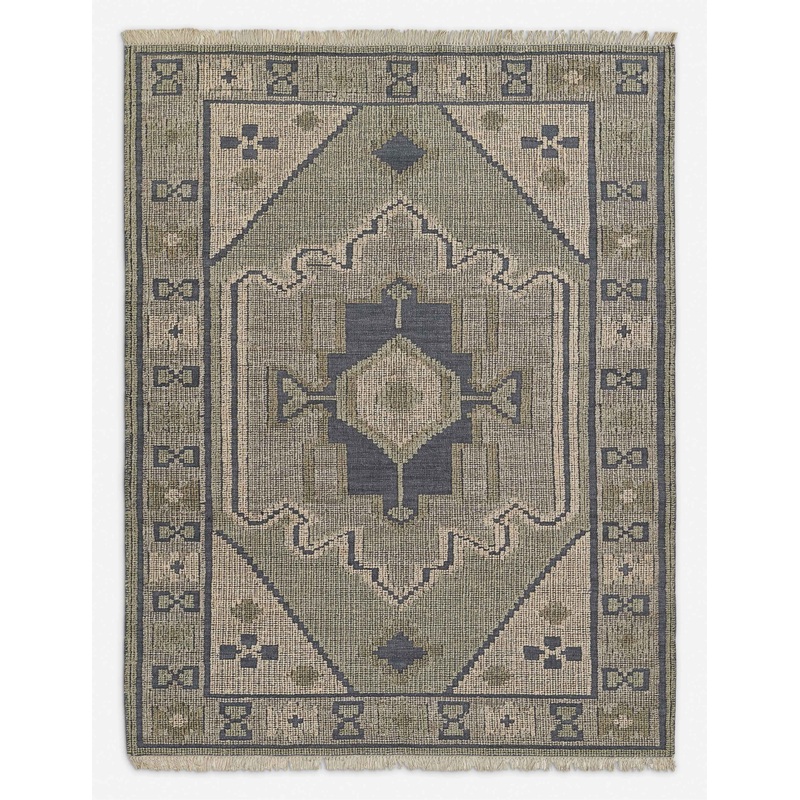 Taha Handwoven Wool Rug Blue 2′ x 3′