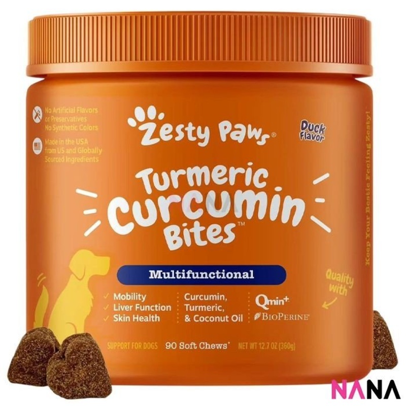 Zesty Paws Turmeric Curcumin Bites – Duck Flavor 90 Soft Chews(EXP:07 2026)