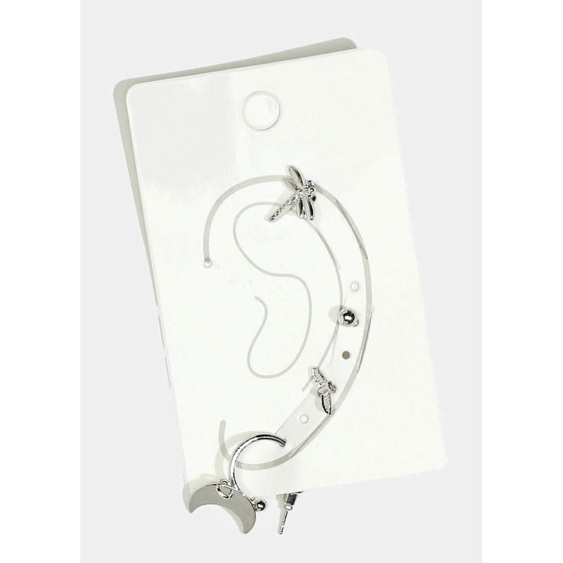 4-Piece Insect & Moon Earrings Gold