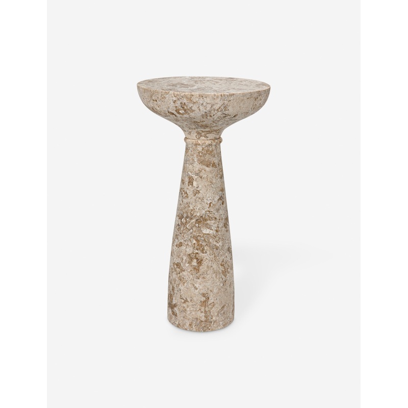 Braun Round Side Table Beige Marble
