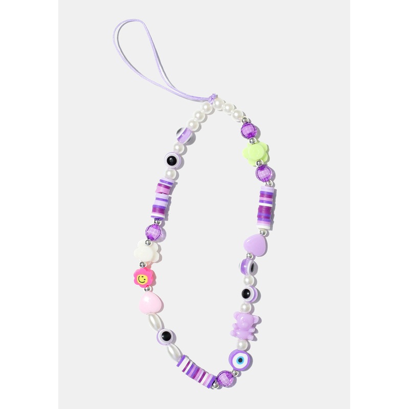 Beaded Cellphone Strap Keychain Yellow