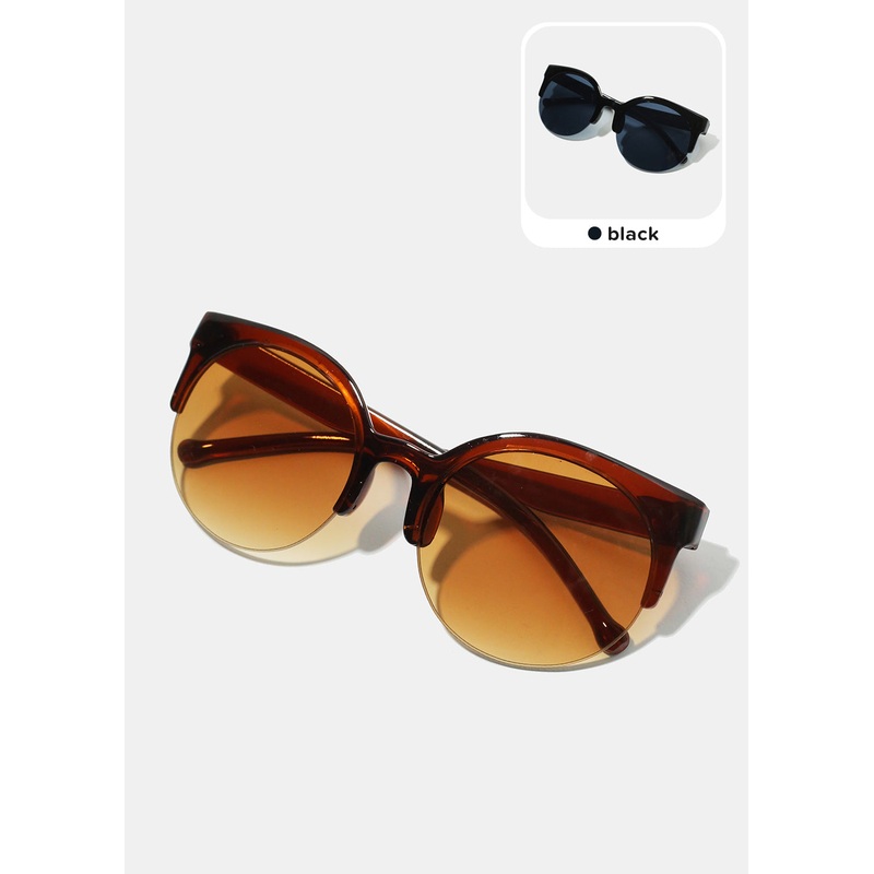 A+ Polarized Semi Rimless Frame Sunglasses Black