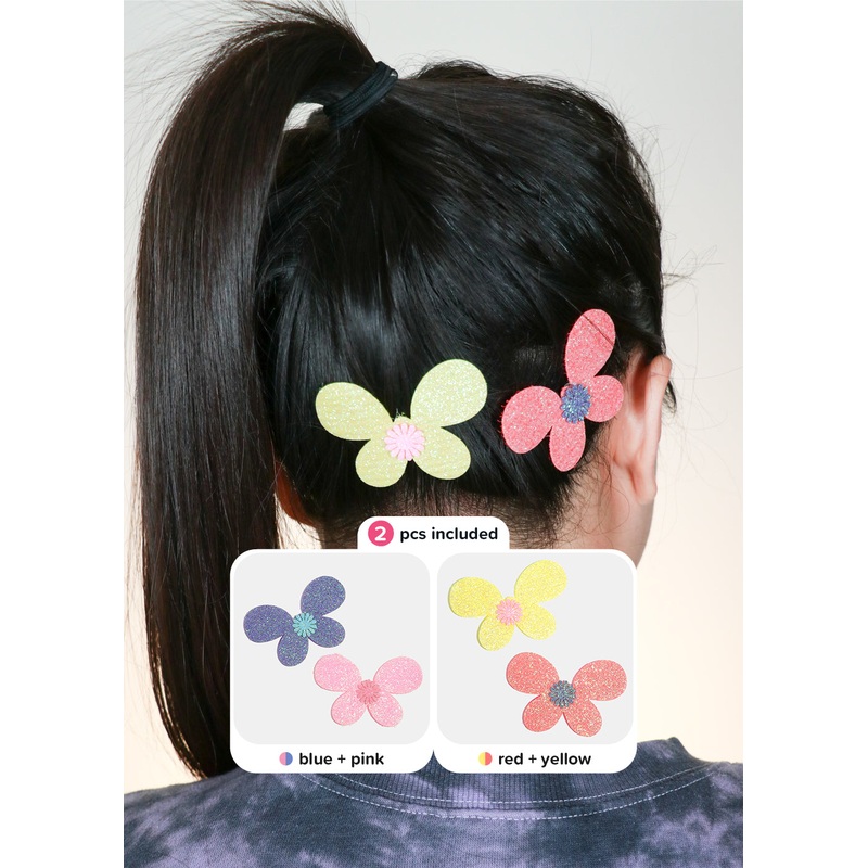 Miss A Anti-Slip Hair Grippers – Butterflies Blue + Pink