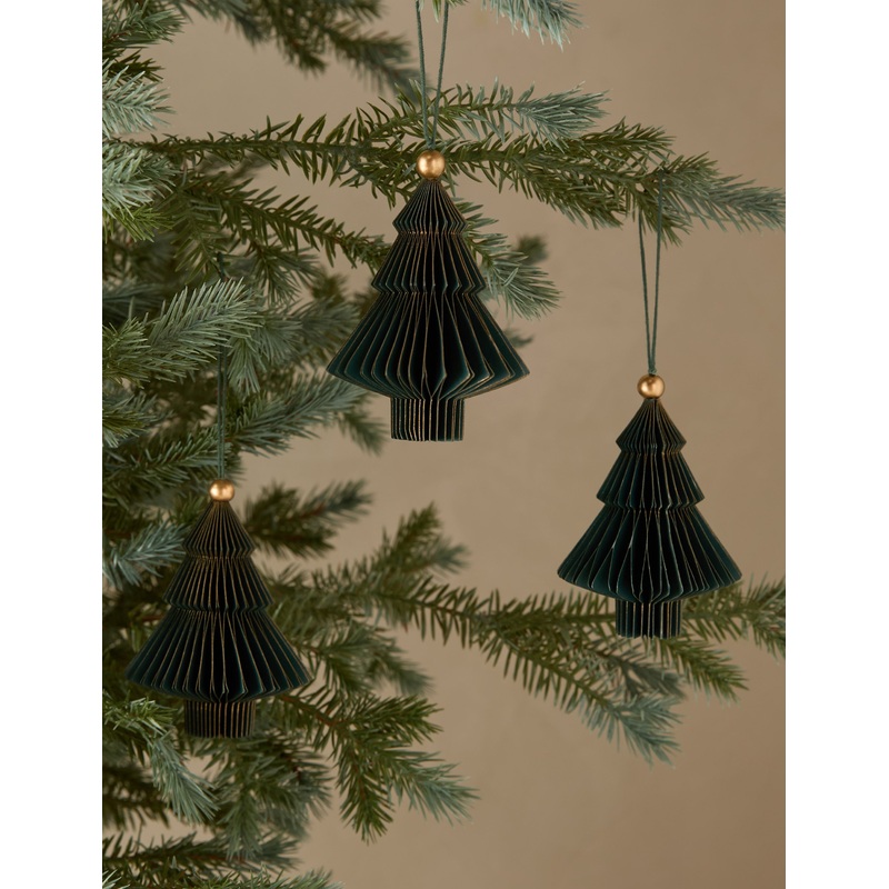 Revel Paper Tree Ornaments (set of 3) Green