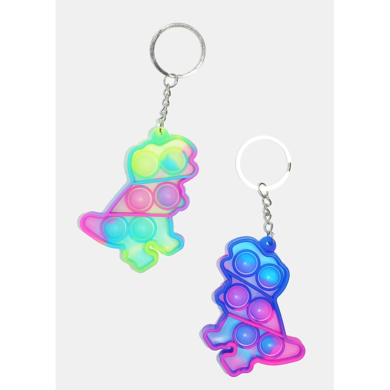 Tie Dye Dinosaur Push Pop Keychain