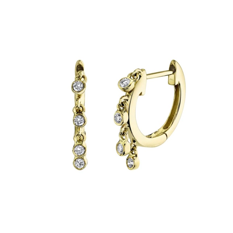 DIAMOND BEZEL SHAKER HUGGIE EARRING Single
