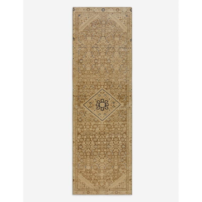 Vintage Turkish Hand-Knotted Wool Runner Rug No. 248, 3′ x 9’6″