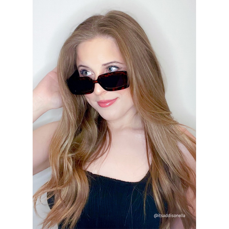 A+ Cheetah Print Rectangular Framed Retro Sunglasses