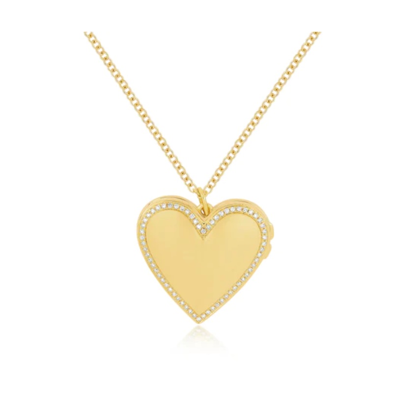 Gold and Diamond Heart Locket Necklace Yellow Gold