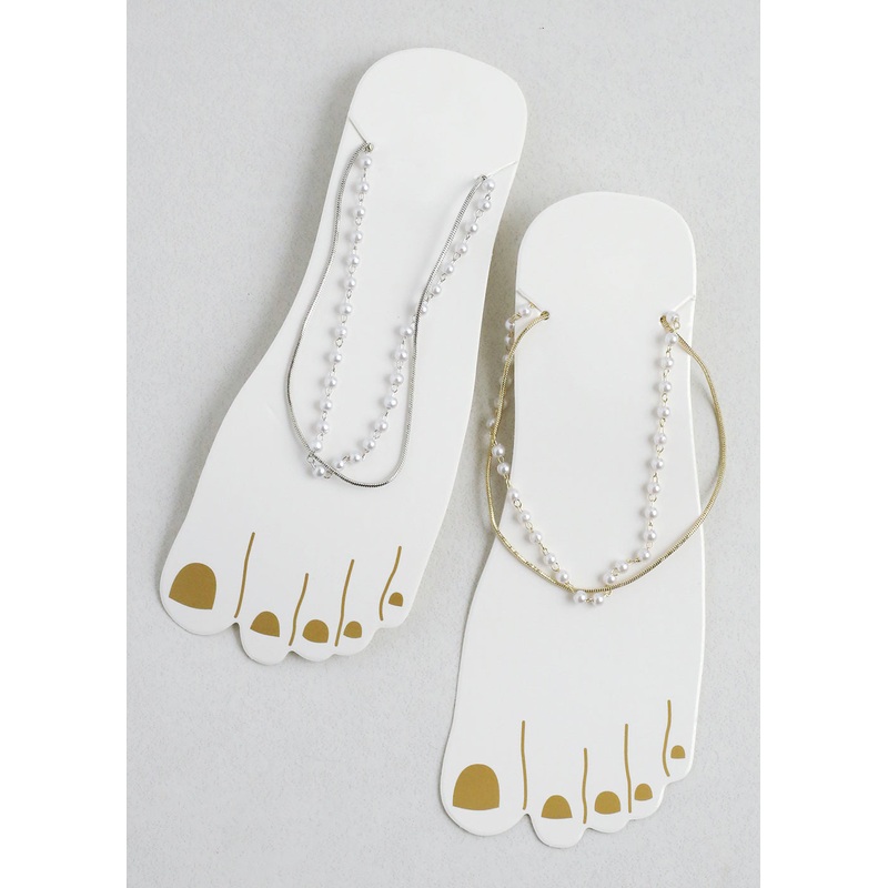 2 Layered Pearl Anklet Gold
