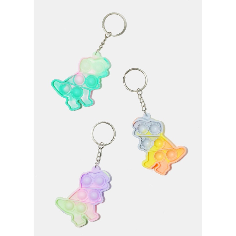 Tie Dye Dino Push Pop Keychain Fidget
