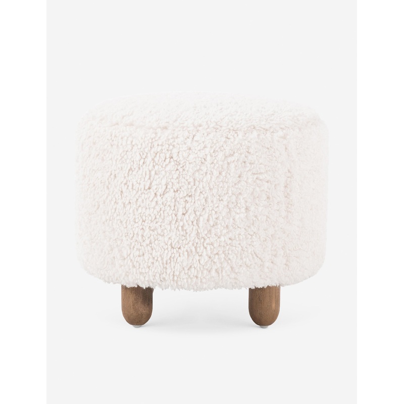 Genevieve Round Ottoman Ivory Sheepskin