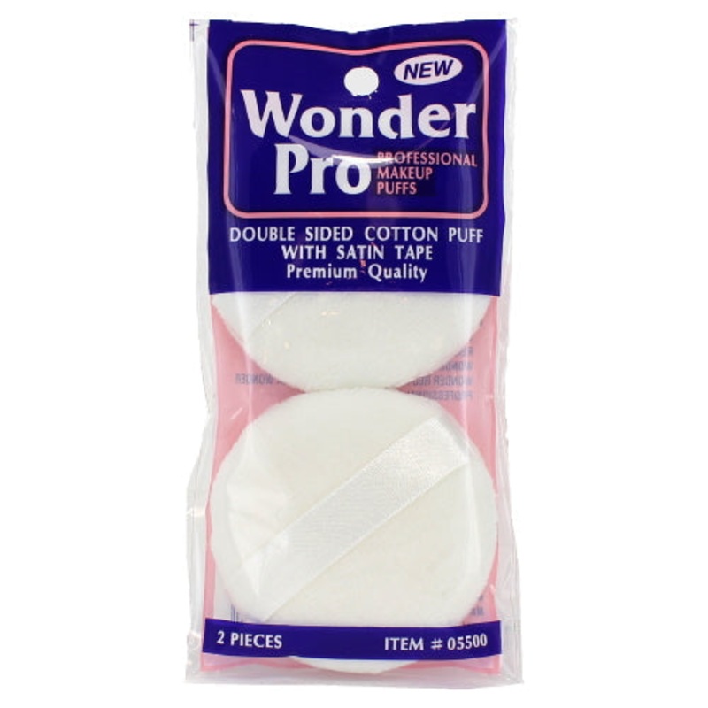 Wonder Pro Double Sided Cotton Puff With Satin Tape – 2 Pieces