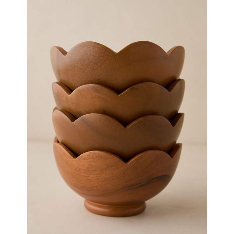 Scalloped Wood Bowls (Set of 4) by Sarah Sherman Samuel Acacia