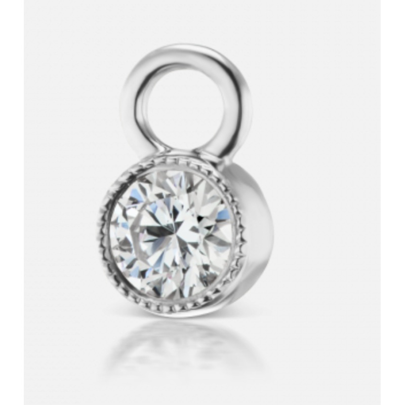 3mm Scalloped Diamond Charm Yellow Gold