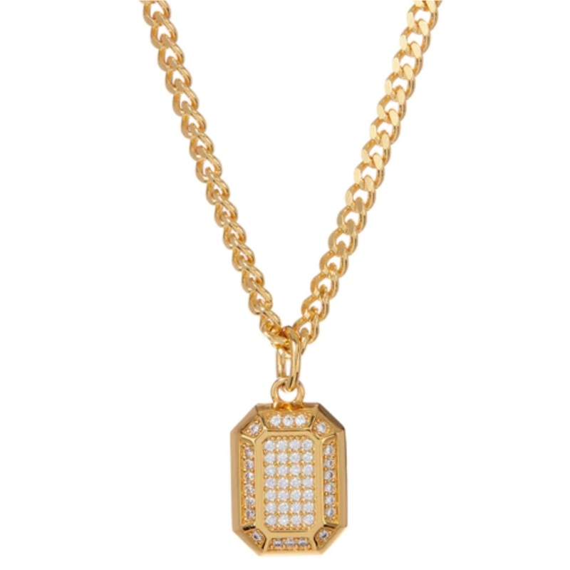 Faceted Diamond Pendant Necklace gold