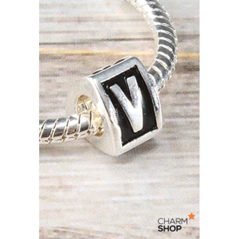 Letter V Block Bead Charm