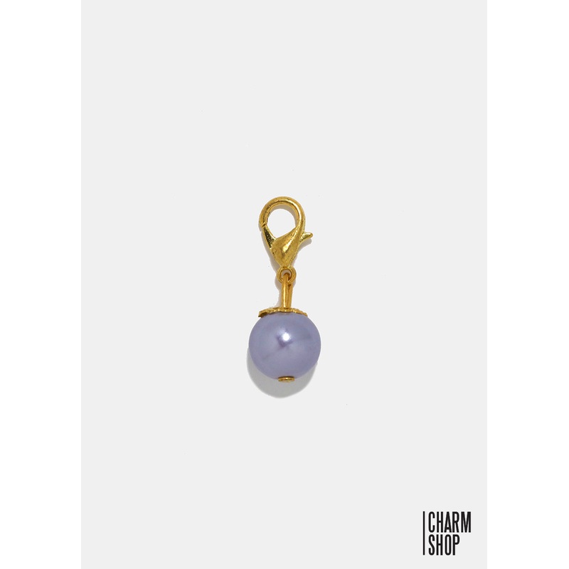 Gold Tone Light Purple Pearl Dangle Charm