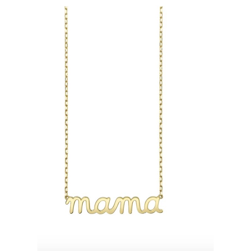 Pure Gold Mama Script Necklace