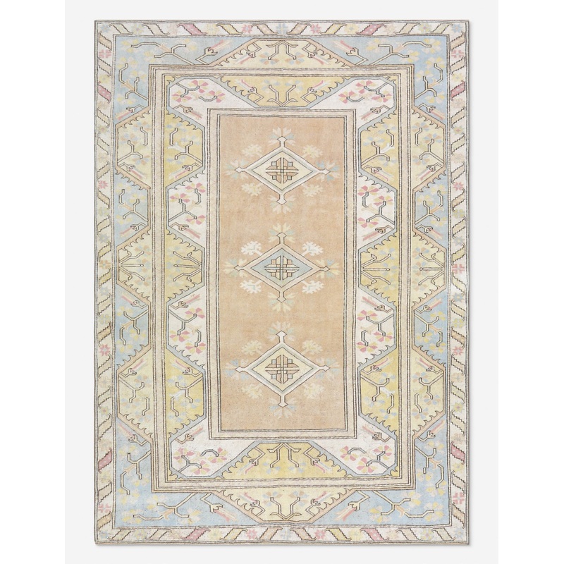 Vintage Turkish Hand-Knotted Wool Rug No. 492, 6′ 7″ x 9′ 1″
