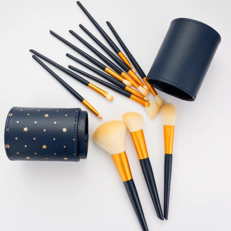 Amortals Beauty 12 Pcs Cosmetic Brush Set/Holster/Leather Pouch |  12pcs Beauty Brush Set12 brushesholster leather pouch