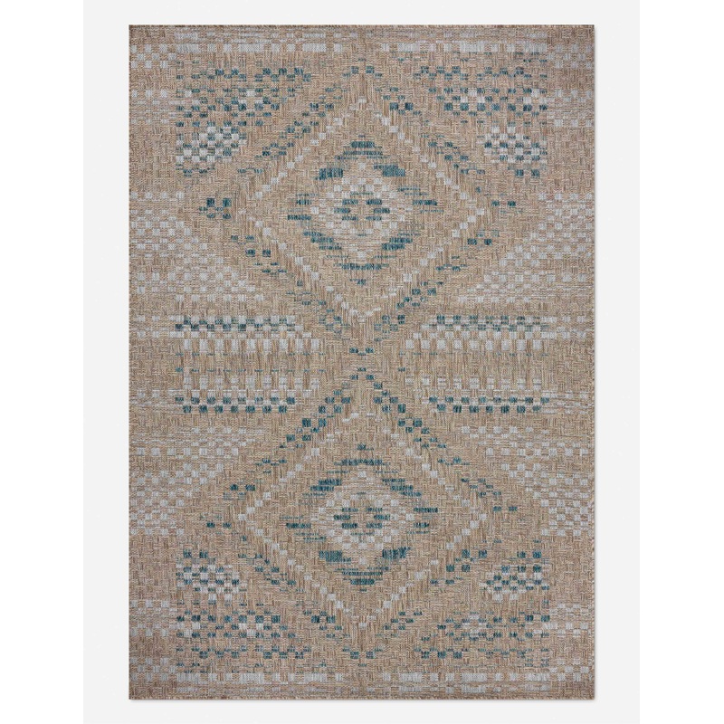 Topanga I Indoor / Outdoor Rug by Amber Lewis x Loloi Natural and Aqua 2’3″ x 3’9″