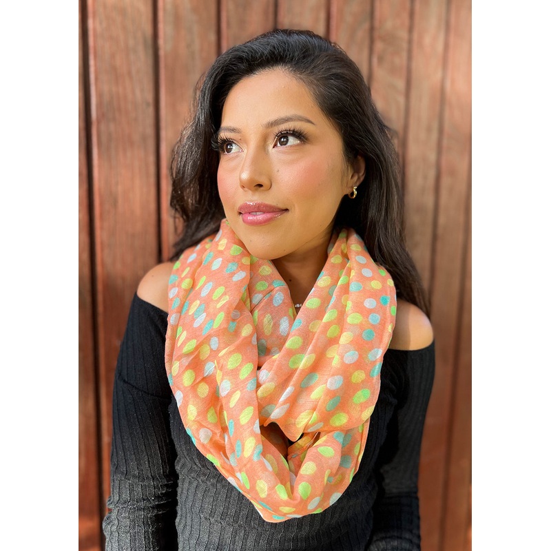 A+ Polka Dots Coral Lightweight Scarf