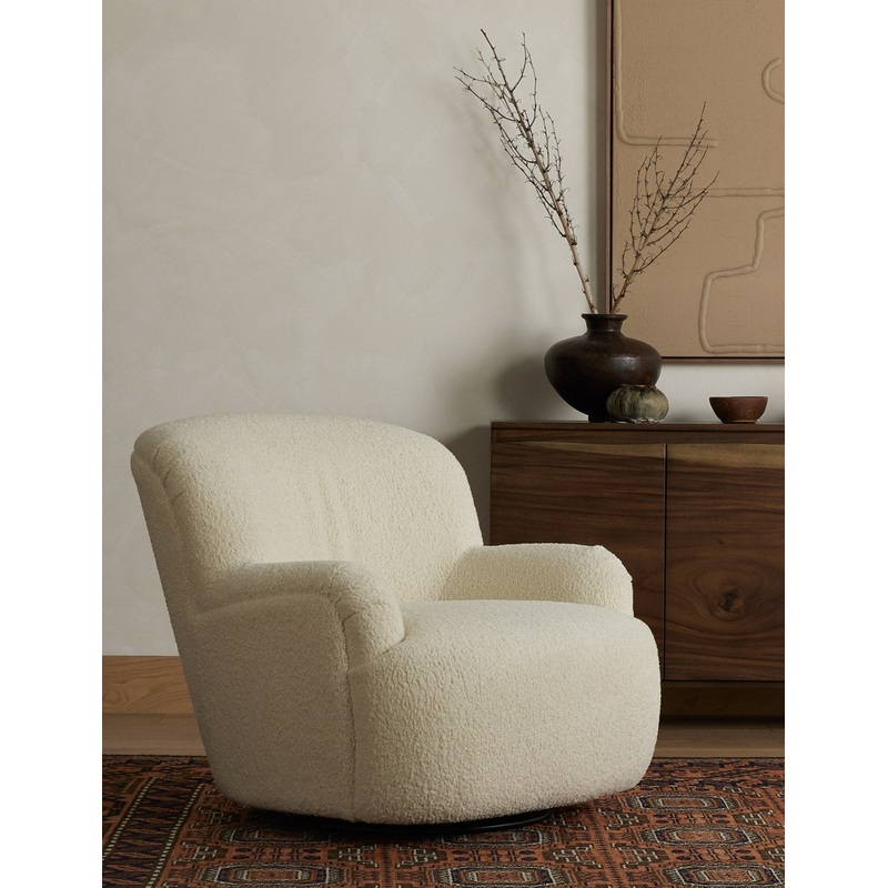 Preston Swivel Accent Chair Camel Sheepskin