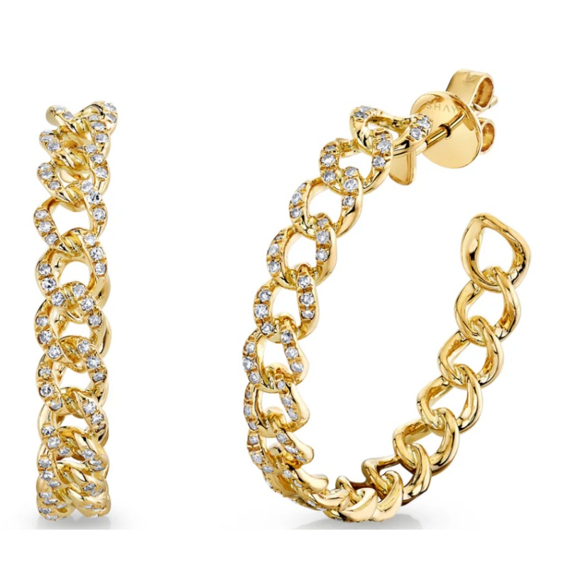MINI DIAMOND PAVE LINK HOOPS