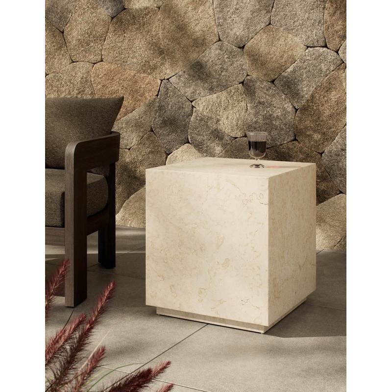 Alber Indoor / Outdoor Side Table Cream Marble