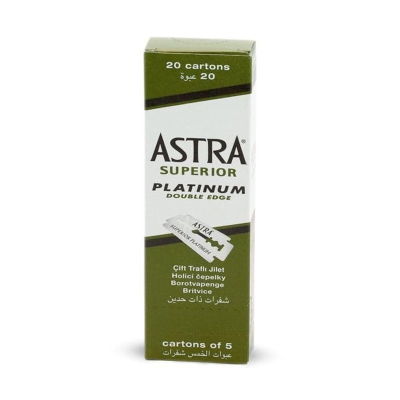 Astra Superior Platinum (Green) Double-Edge Razor Blades (100 blades)