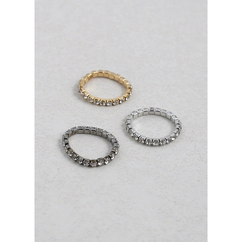 3-Piece Rhinestone Toe Ring Gold