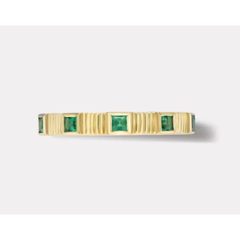 PLEATED FIVE STONE BAND EMERALD 6