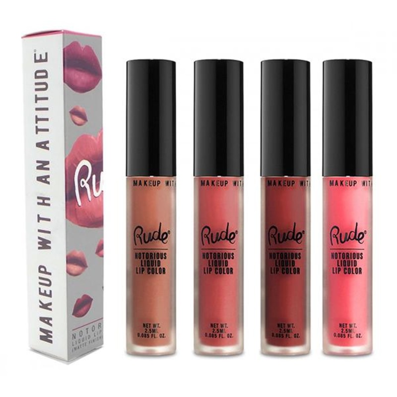 Rude Cosmetics Notorious Liquid Lip Color 9 Shades Assorted – Wholesale Pack 9 Units (RC-NL9)