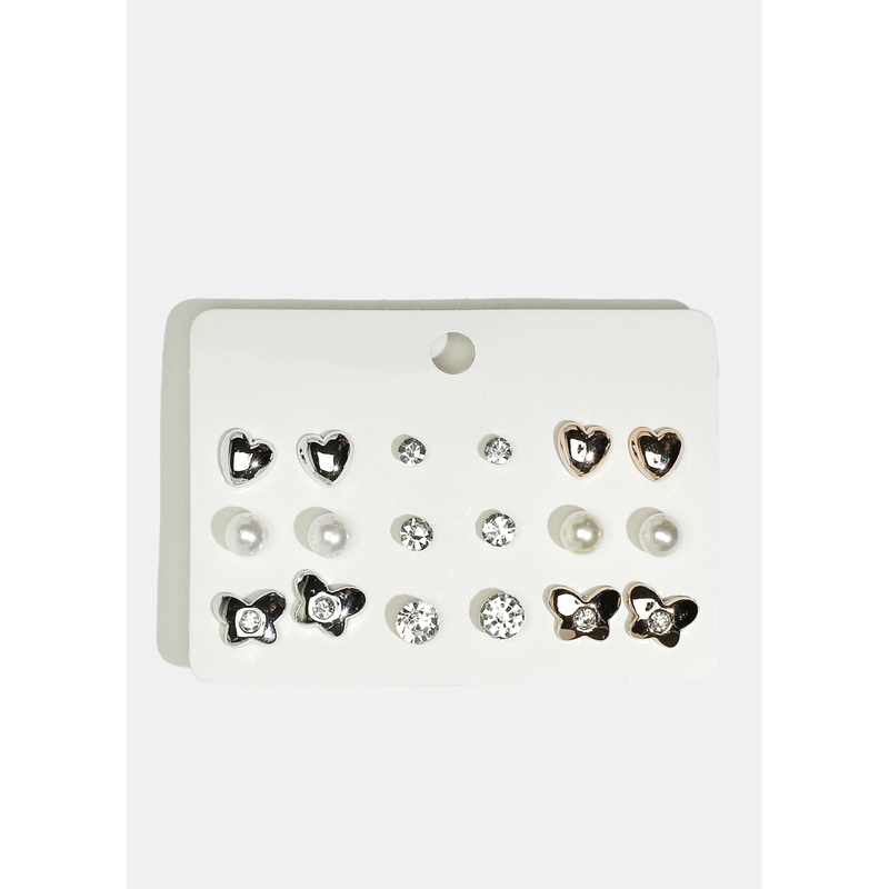 9-Pair Stud Earrings