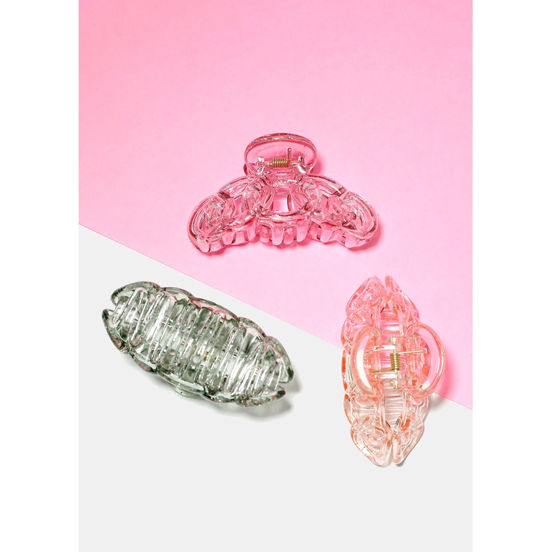 Transparent Linked Circle Jaw Clip Grey