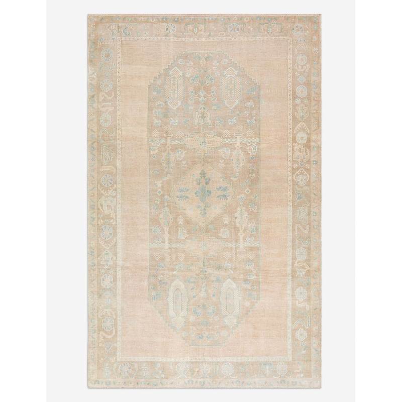 Vintage Turkish Hand-Knotted Wool Rug No. 482, 6′ 1″ x 9′ 8″