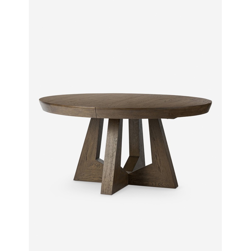 Sacasa Extendable Round Dining Table Brown Oak