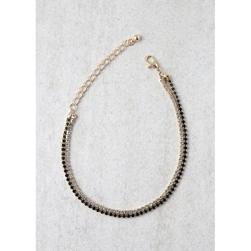 2-Layered Rhinestone Anklet Gold/Blue