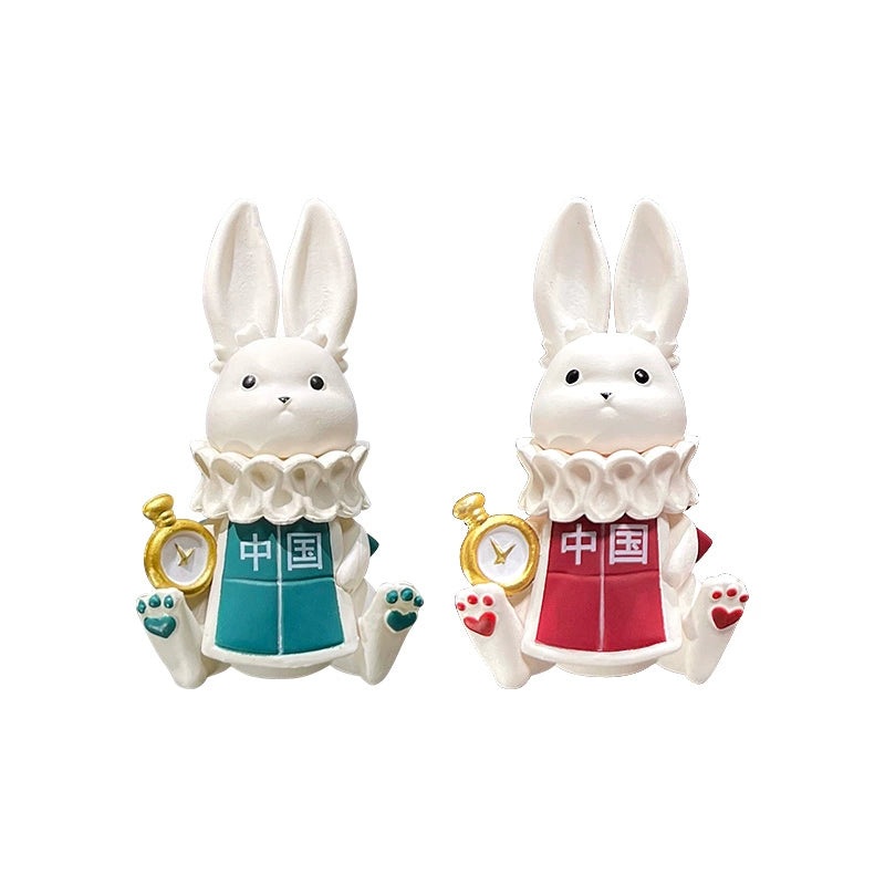 CuteRumor Handcrafted Chinese Rabbit Collectible Toy – Trendy Blind BoxPrank Replaceable Heads  RED