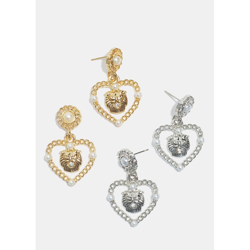 Lion Heart Earrings Gold