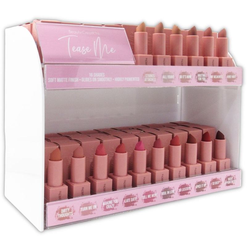 Beauty Creations Tease Me Lipstick – Wholesale Display 96 Units + 16 Tester (TML)