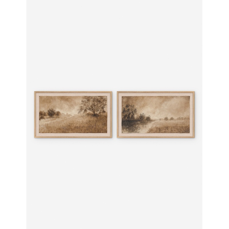 Hillside Haze IV + Hillside Haze II Diptych Wall Art (Set of 2) by Aileen Fitzgerald Natural 80″  x 24″