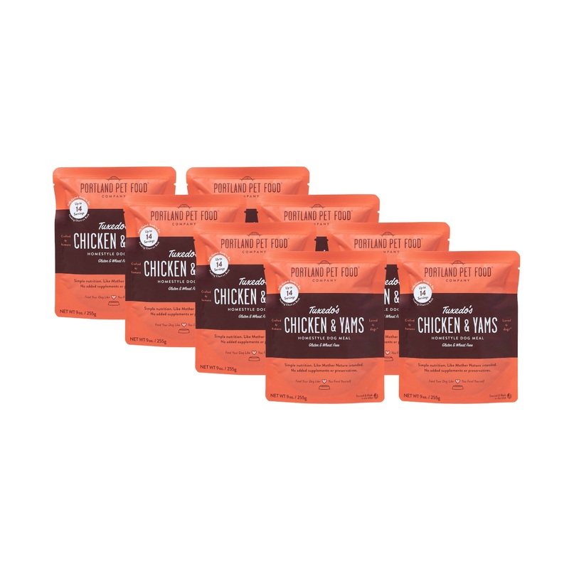 Tuxedo’s Chicken & Yams, Human-Grade Dog Meal, Mixer or Meal Topper, 9 oz Pouches
