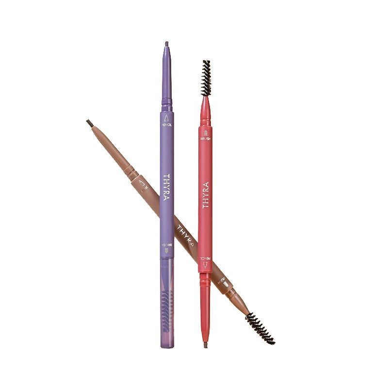 Thyra Elegant Rotating Double-Headed Fine Eyebrow Pencil Fine-Headed Waterproof and Durable Non-Marking  #01 Natural Brown