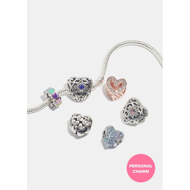 Miss A Bead Charm – Hearts Blue Gem Heart